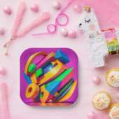 7" Vierkant Papieren Bord (Feest)