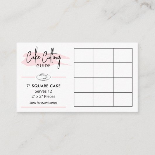 7"Vierkante Cake Snijgids 2x2 partij porties Informatiekaartje (Voorkant)
