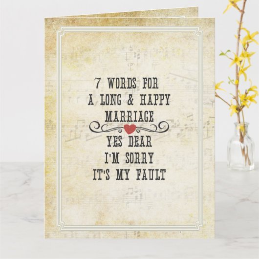 7 woorden voor een lang en gelukkig huwelijk kaart (Gele Bloem)