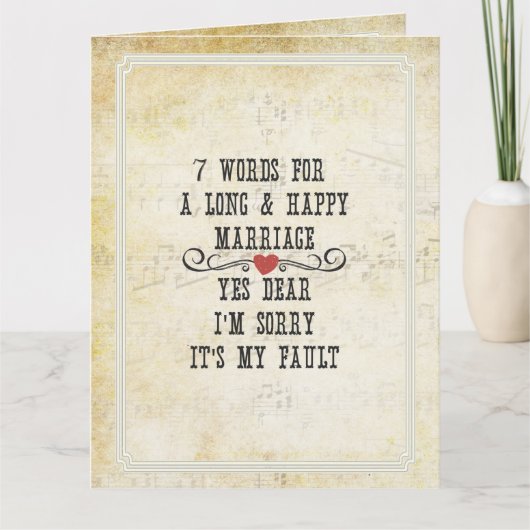 7 woorden voor een lang en gelukkig huwelijk kaart (Voorkant)