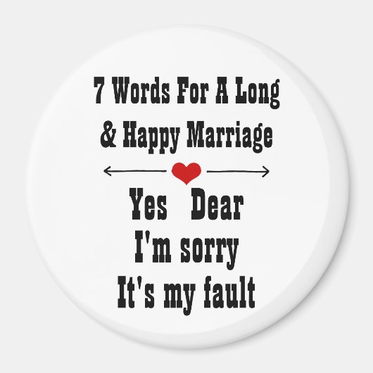 7 woorden voor een lang en gelukkig huwelijk magneet (Voorkant)