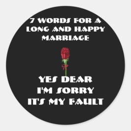7 woorden voor een lang en gelukkig huwelijk vierkante sticker
