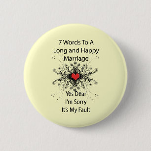 7 woorden voor een lang huwelijk ronde button 5,7 cm