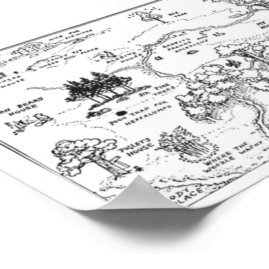 7' X 5'  stijl 100 Acre Bossen Map Poster (Hoek)