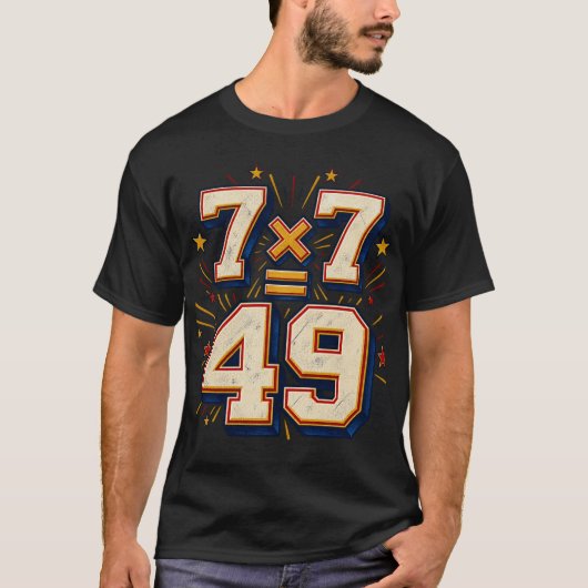 7 x 7 = 49 Retro Math T-Shirt (Voorkant)