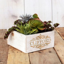 7 x 7 Witte was Ingegraveerd Houten Vakje