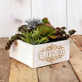 7 x 7 Witte was Ingegraveerd Houten Vakje