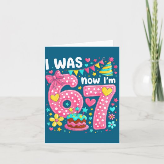 7 Year Old Birthday I Was 6 Now I'm 7  Kaart (Voorkant)