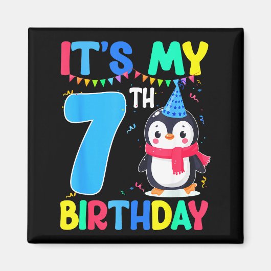 7 Year Old Birthday Penguin Themed It's My 7th Bir Magneet (Voorkant)