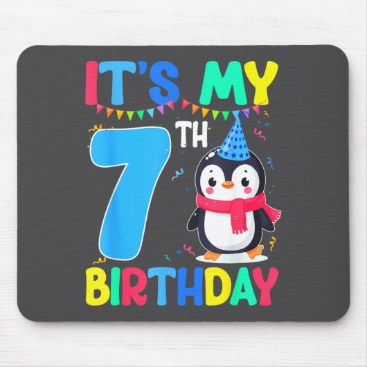 7 Year Old Birthday Penguin Themed It's My 7th Bir Muismat (Voorkant)