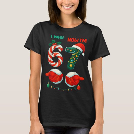 7 Year Old Birthday Shirt Was 6 Now I'm 7 67 Funny (Voorkant)