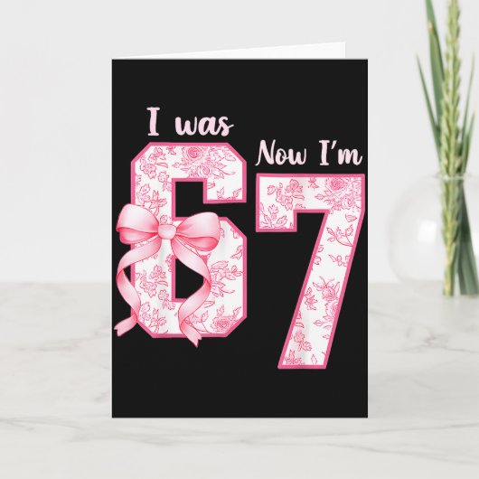 7 Year Old Birthday Shirt Was 6 Now I'm 7 67 Funny Kaart (Voorkant)