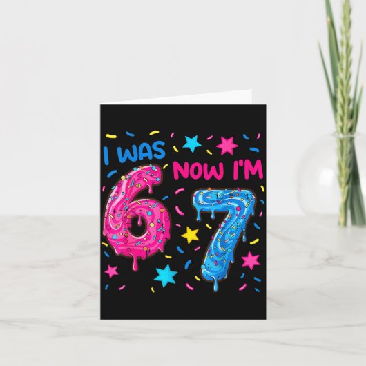 7 Year Old Birthday Shirt Was 6 Now I'm 7 67 Funny Kaart (Voorkant)