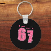 7 Year Old Birthday Shirt Was 6 Now I'm 7 67 Funny Sleutelhanger (Voorkant)