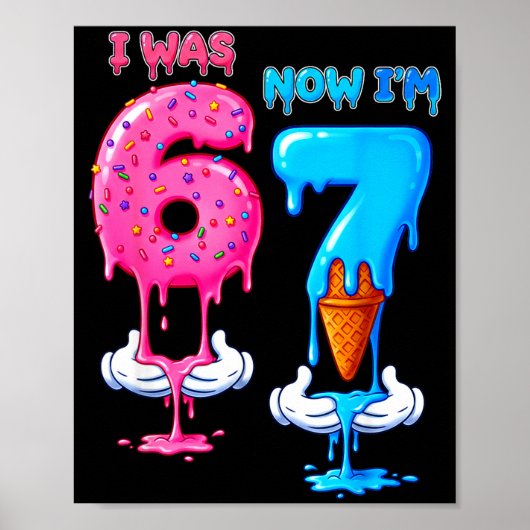 7 Year Old Birthday Was 6 Now I'm 7 Funny 7th Bday Poster (Voorkant)