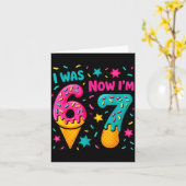 7 Year Old Birthday Was 6 Now I'm 7 Kids Funny  Kaart (Gele Bloem)