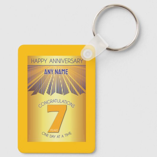 7 Year Sober Anniversary | Golden Ray 12 Step Sleutelhanger (Achterkant)