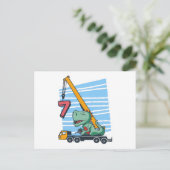 7 years 7th Birthday Mobile Crane Dinosaur Briefkaart (Staand voorkant)
