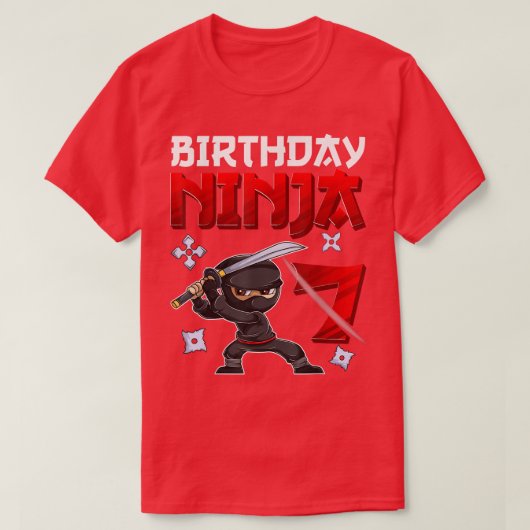 7 Years Old Boy Birthday Tee, Birthday Ninja Boy  T-shirt (Design voorkant)
