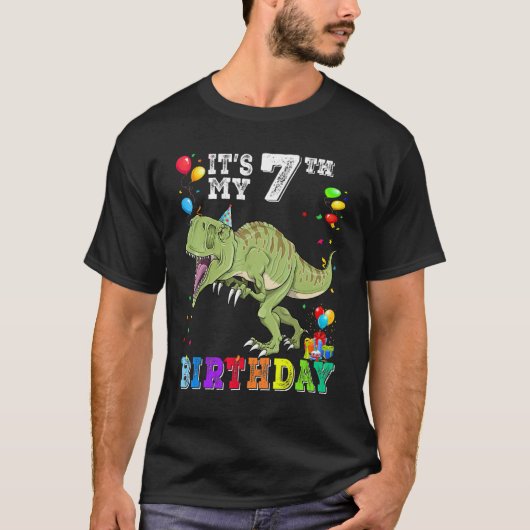 7 Years Old It's My 7th Birthday Dinosaur Rex T-shirt (Voorkant)