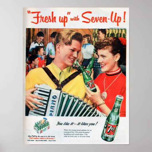 7 zachte Drink retro AD Poster (Voorkant)