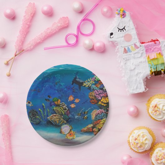 7 Zee koraalrif Papieren Bordje (Feest)