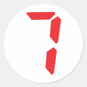 7 zeven rode wekker digitaal nummer ronde sticker