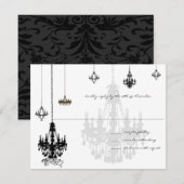 7 Zwarte luchters die RSVP-Kaarten wedden RSVP Kaartje (Voorkant / Achterkant)