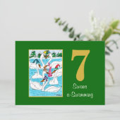 7 Zwringt een Zwemende Kute Animals Aangepaste Ker Feestdagenkaart (Staand voorkant)
