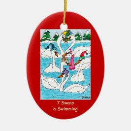 7 Zwringt een zwemmen Keramisch Ornament