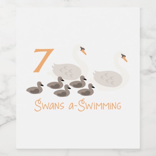 7 Zwringt een zwemmen Wijn Etiket (Enkel label)