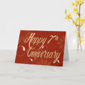 7de Jubileum van de werknemer - Zachte Tekst - Roo Kaart (Gele Bloem)