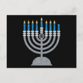 7de nacht van het Briefkaart van de Hanukkah Glitt (Voorkant)