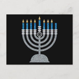 7de nacht van het Briefkaart van de Hanukkah Glitt
