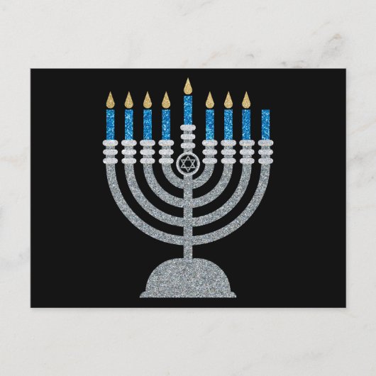 7de nacht van het Briefkaart van de Hanukkah Glitt (Voorkant)