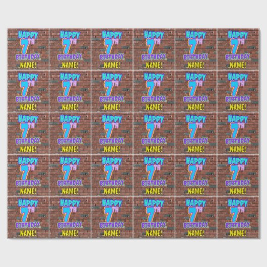 7de verjaardag: Fun, Urban Graffiti geïnspireerd K Cadeaupapier (Vlak)