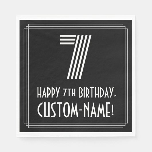 7de verjaardag: Kunst Deco Geïnspireerde look "7"  Servet (Voorkant)