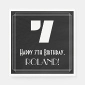 7de verjaardag: Kunst Deco Geïnspireerde look "7"  Servet (Voorkant)