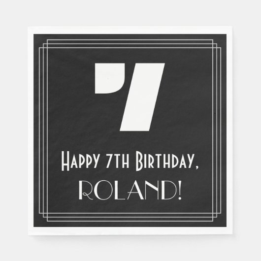 7de verjaardag: Kunst Deco Geïnspireerde look "7"  Servet (Voorkant)