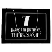 7de verjaardag: Kunst Deco Geïnspireerde stijl "7" Groot Cadeauzakje (Achterkant)