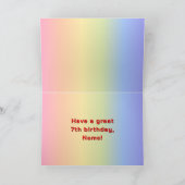 7de verjaardag: Regenboogtekst, Aangepaste foto's  Kaart (Binnen)