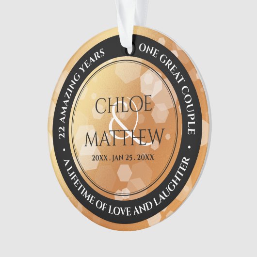 7e 22e 49e Jubileum van koperbruiloft Acryl Ornament (voorkant)