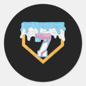 7e Baseball Ice Cream Druppelende Baseball Drip Bi Ronde Sticker (Voorkant)