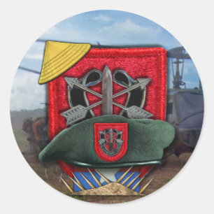 7e bijzondere troepenmacht Groen Berets flash naam Ronde Sticker