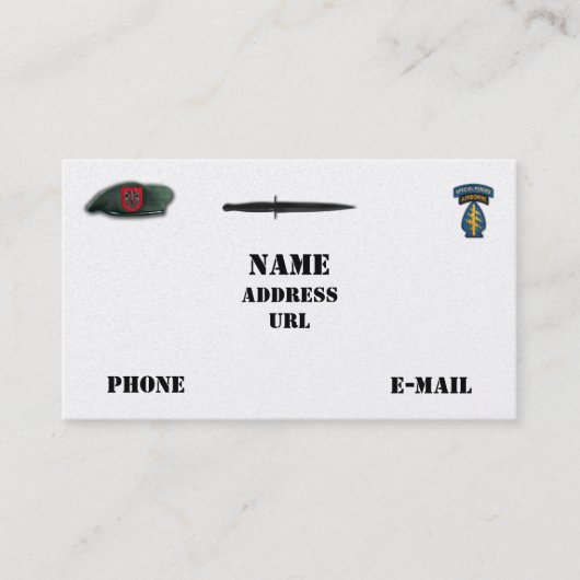 7e bijzondere troepenmacht groene berten sf sof sf visitekaartje (Voorkant)