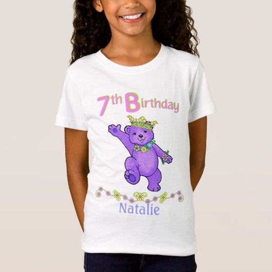 7e Birthday Beer Princess, Custom Name T-shirt (Voorkant)