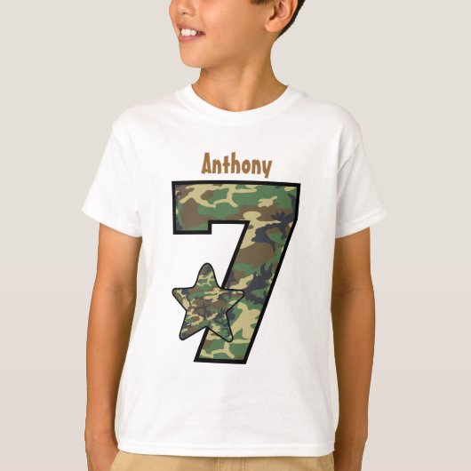 7e Birthday Boy Camo Aangepaste naam V01A T-shirt (Voorkant)