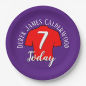 7e Birthday Football Badge to Personalize Papieren Bordje (Voorkant)