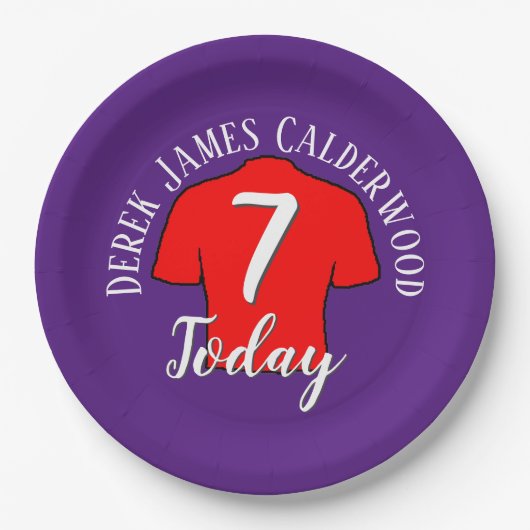 7e Birthday Football Badge to Personalize Papieren Bordje (Voorkant)