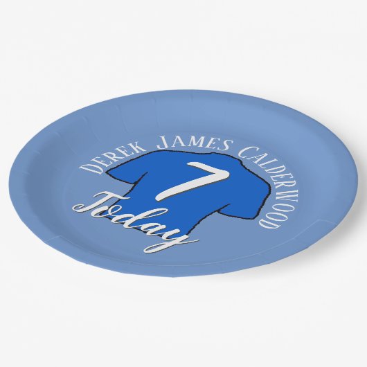 7e Birthday Football Badge to Personalize Papieren Bordje (Gekanteld)